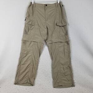 Reel Legends Pants Mens XL X L32 Khaki Nylon Convertible Cargo Fishing Hiking